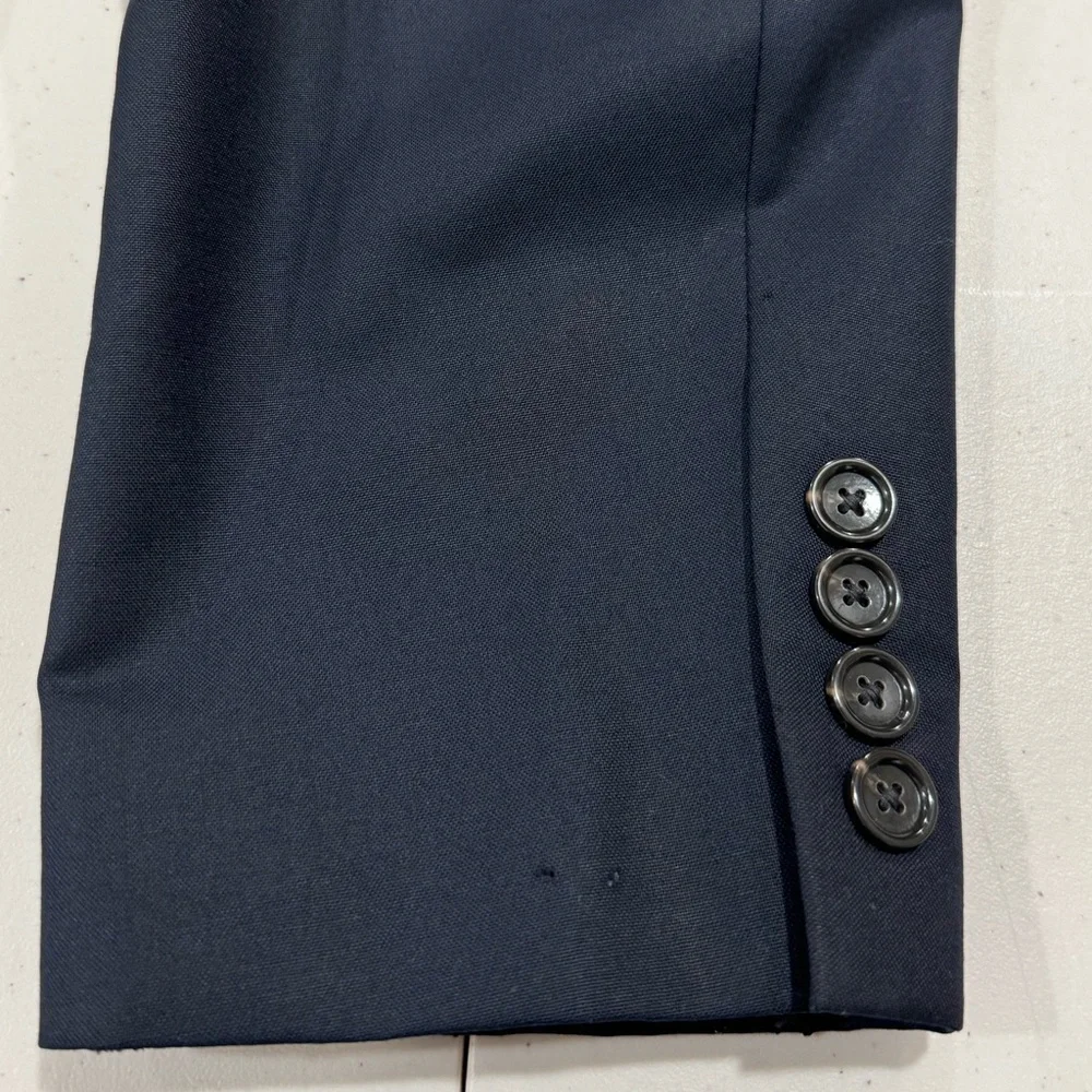J.Crew Men Navy Crosby 100% Wool Loro Piana Fabric Blazer Jacket Size 46L‎